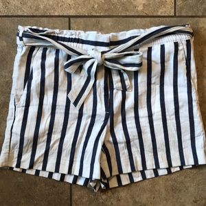 LOFT Tie Waist Striped Shorts